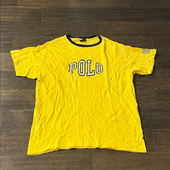 Polo Ralph Lauren Vintage 67 Ringer T Shirt Made in USA Yellow Mens Size Large